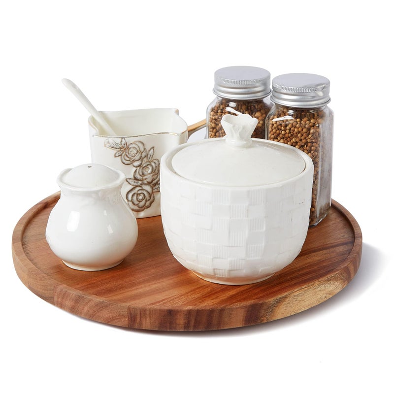 ACIAZAAZ 12inch Acacia Wood Lazy Susan Organizers ACIAZAAZ Lazy Susan Turntable for Cabinet Kitchen Turntable Storage for Table Countertop Pantry 