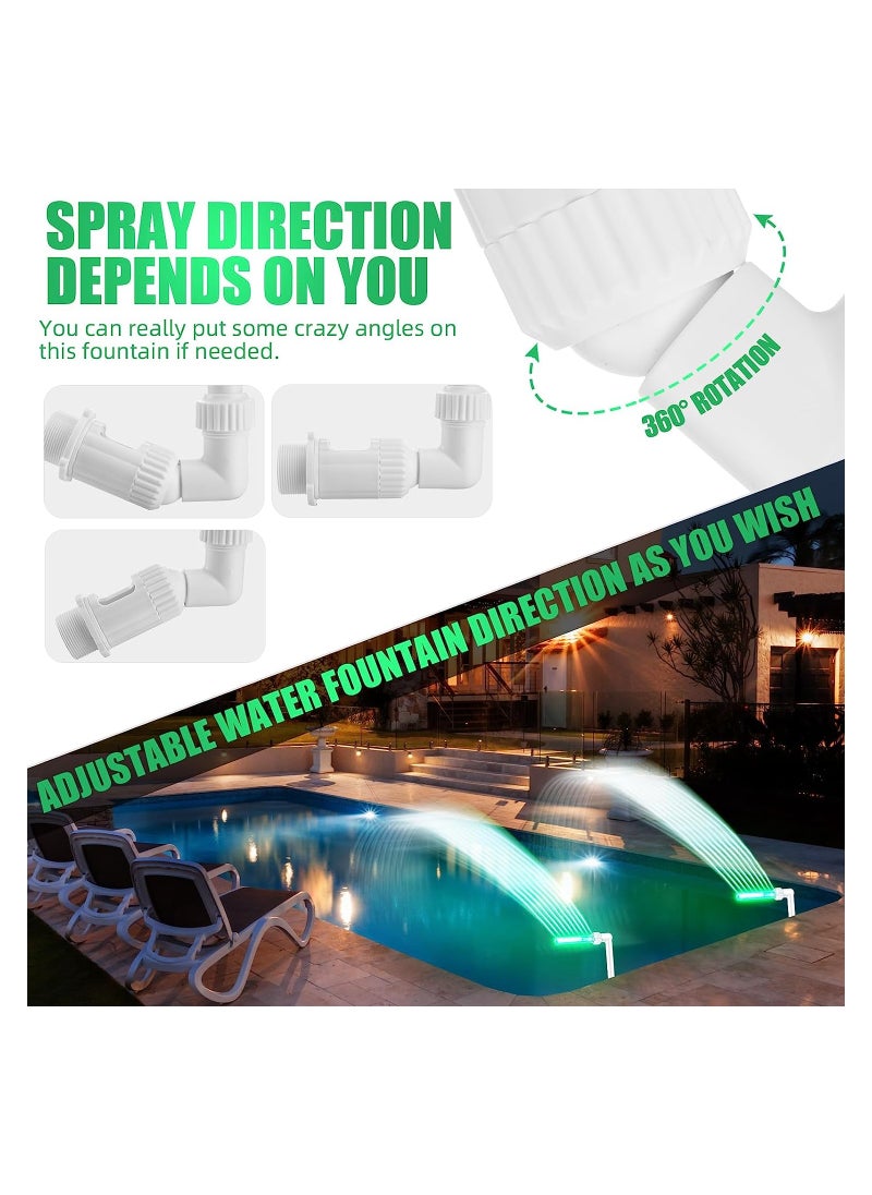 SYOSI 2 Pcs LED Light Swimming Pool Waterfall Fountain Above Ground Inground Pool Cooler Sprinkler Pond Aerator Pump Accessories Water Spa Spray Fountain for Backyard Garden Decor  - Image 2
