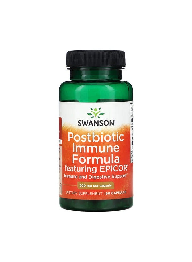 SWANSON Postbiotic Immune Formula Featuring Epicor, 500 mg, 60 Capsules
