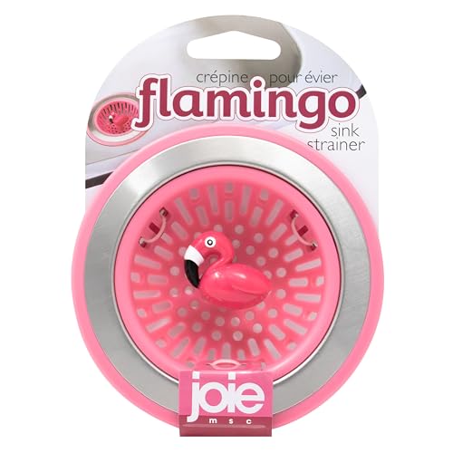 Joie Flamingo Kitchen Sink Strainer Basket Fits All Standard Sinks Stainless Steel Cute Garbage Disposal Drain Cover 45Inch Pink Flamingo - Image 1