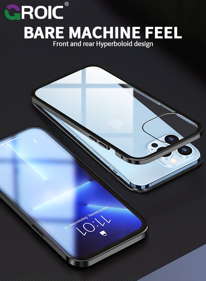 GROIC Privacy Magnetic Case for iPhone 15 Plus with Anti Peeping, Tempered Glass Double-Sided Phone Screen Protector, Clear - Image 2