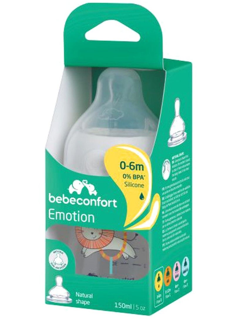 bebe confort Emotion Baby PP Bottle White 0% BPA Silicone Natural Shape Nipple 0-6M 150 ML - Image 1