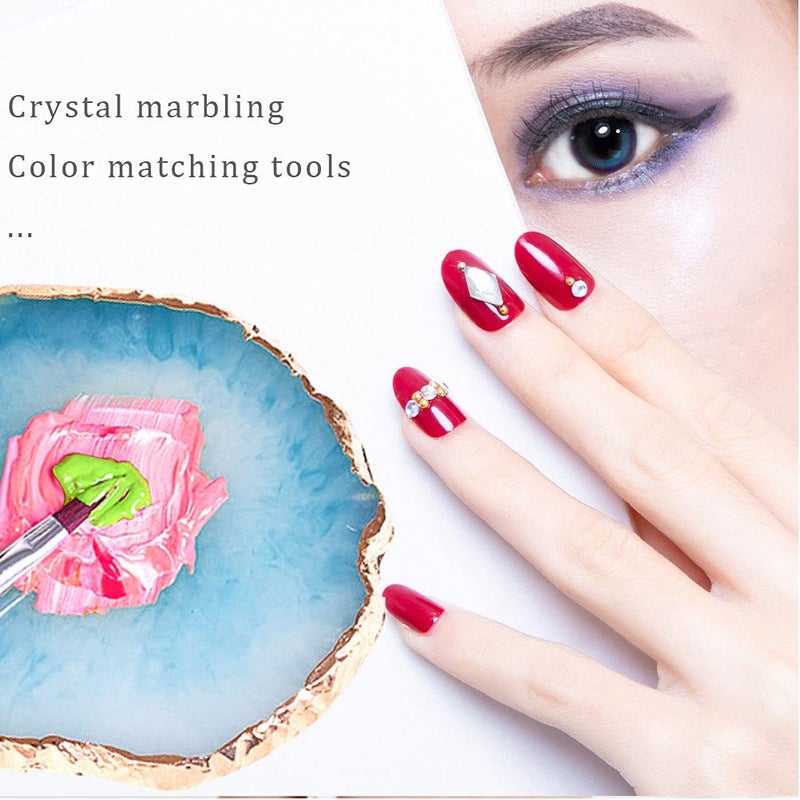 SUMAJU 2 Pieces Resin Nail Art Palette, Nail Art Painting Gel Palette Gold Edge Color Makeup Display Board Nail Art Display Cosmetic Mixing Tools - Image 4