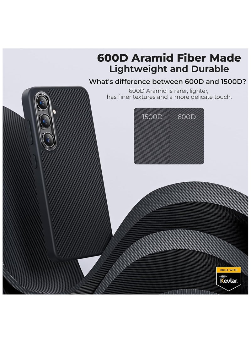 Case for Samsung Galaxy S24 Plus with MagSafe, Slim & Light Minimalist Style Protective Cover, 600D Aramid Fiber Made, Carbon Fiber Texture, Black/Grey - Image 5