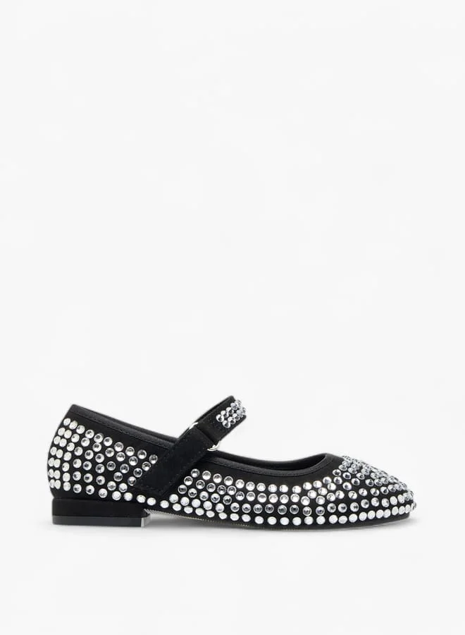 سيليست حذاء باليرينا بناتي مزين بالمسامير وإغلاق بشريط لاصق