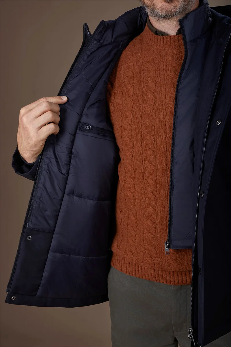 Doppelganger Blue Men's padded jacket in technical fabric regular fit - DK Denim for Men | Best Price UAE