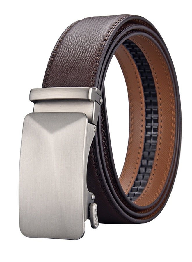 Men's Belt, Ratchet Dress Belt, Sliding Belt With Automatic Buckle For Easier Adjustment, Casual Business Men's Belt, Brown - Image 1