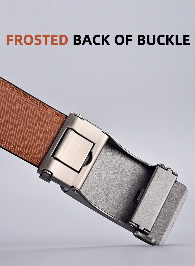 Men's Belt, Ratchet Dress Belt, Sliding Belt With Automatic Buckle For Easier Adjustment, Casual Business Men's Belt, Brown - Image 5
