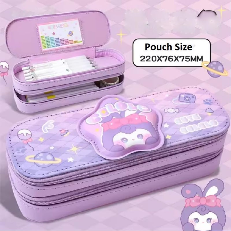 Parshya Pencil Case Double Layer 3D Cute Pencil Pouch Aesthetic Pencil Case for Girls Large Capacity Pen Pencil Pouch Multifunctional Stationery Organizer for School (Double Layer Cololo) - Image 2
