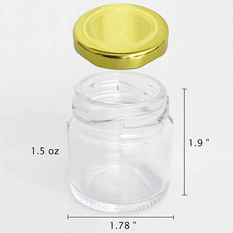 BIG CART Big cart Round Mini Glass Jar With Cap Small Glass jar 40 gms 50 ml for storing or making candles Lip Balms Golden LidRound 48 50ml  - Image 3