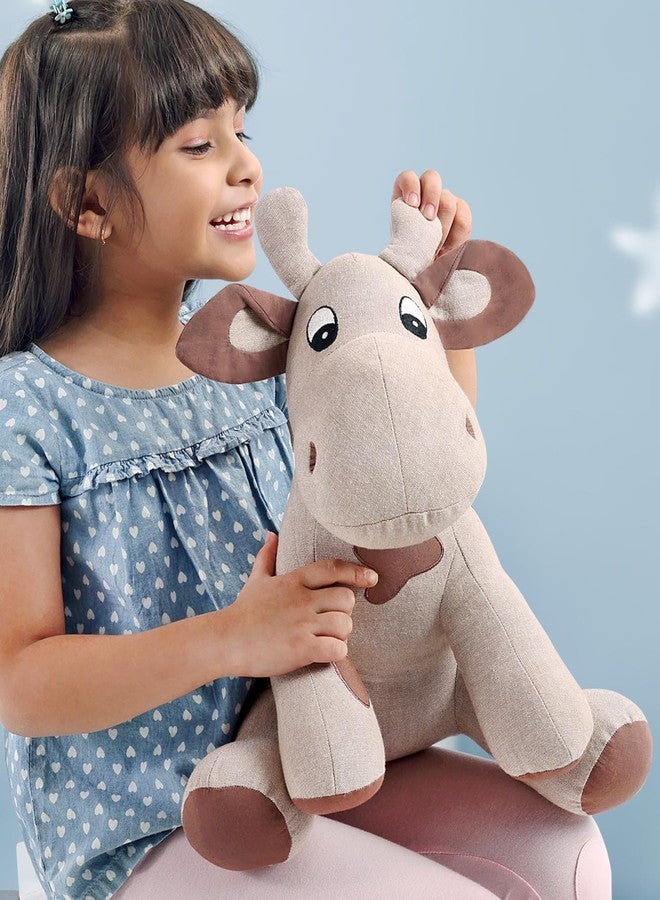 Bonfino Premium Moo Cotton Soft Toy | Stuffed Plush Animal for Boys & Girls | Cuddly Cow for Babies & Toddlers | Room Decor | Cute Birthday Gift for Kids - Brown (Height 35 cm) - Image 3
