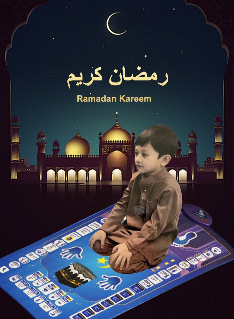 Kids Educational Interactive Smart Prayer Mat 110 x 70cm - Blue  - Image 2