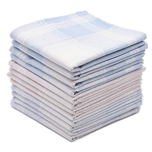 GB Selected Soft Cotton Handkerchiefs for Men with Elegant Pattern in Assorted Color, 16 inches Large hankies, Pack of 12 - Image 1