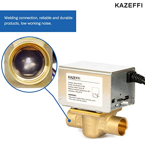 Kazeffi Motorized Zone Valve,2 way,3/4" Sweat,Normally Closed,18" Leads,4 wire control 24 VAC with End Switch, Replacement for Honeywell V8043e Zone Valve - Image 2