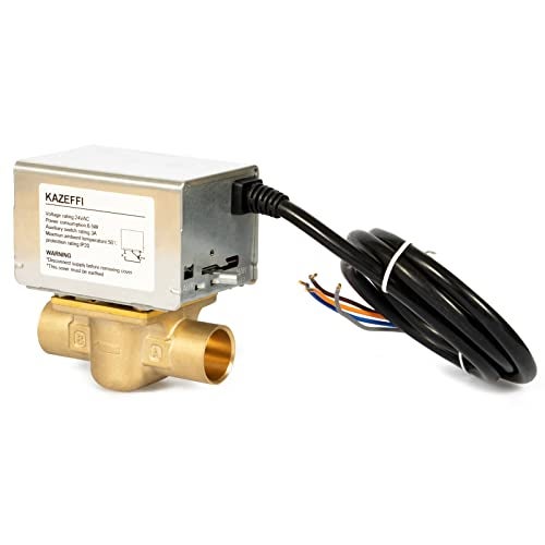 Kazeffi Motorized Zone Valve,2 way,3/4" Sweat,Normally Closed,18" Leads,4 wire control 24 VAC with End Switch, Replacement for Honeywell V8043e Zone Valve - Image 1