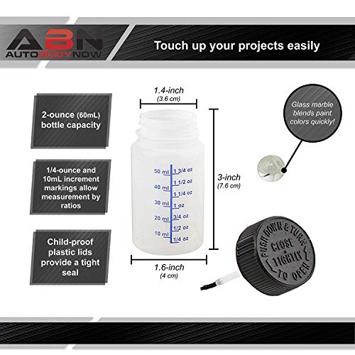 ABN Auto Paint Touch Up Bottles - 50pk Empty Paint Bottles with Brush Applicator and Mixing Marble, 2 Oz Bottles - Image 4