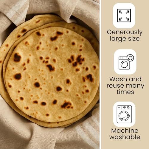 Värde® Cotton Roti Cover (15x15 Inch) - Set of 5 | Chapati Wrap, Roti Cloth, Paratha Cover | Handloom Cotton Cloth for Kitchen, Hot Case & Tiffin - Image 5