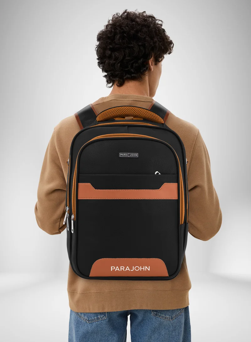 PARAJOHN  Para John PU Leather Backpack – Stylish 16 Inch Laptop Backpack with Multiple Compartments & Durable Zipper  | Best Price UAE