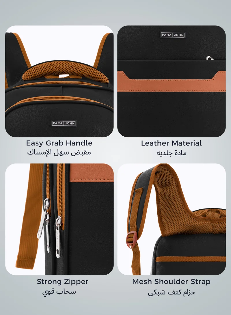PARAJOHN  Para John PU Leather Backpack – Stylish 16 Inch Laptop Backpack with Multiple Compartments & Durable Zipper  | Best Price UAE