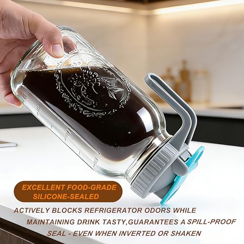 GMSWEET Mason Jar Cold Brew Coffee Maker 64 OZ ( 2 Quart ) Wide Mouth Cold Brew Pitcher With Stainless Steel Fine Mesh Filter Airtight & Leakproof Mason Jar Pitche For Coffee, Iced Tea, Sun Tea, Lemonade - Image 3