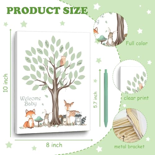 Fisahat Woodland Baby Shower Decorations Lovely Keepsake for MomtoBe Nursery Walls and Party Decorations Featuring a Tree Design With Animal Accents Suitable for Welcoming Babies and Birthdays - Image 3