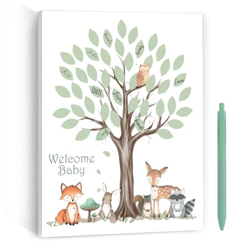 Fisahat Woodland Baby Shower Decorations Lovely Keepsake for MomtoBe Nursery Walls and Party Decorations Featuring a Tree Design With Animal Accents Suitable for Welcoming Babies and Birthdays - Image 1