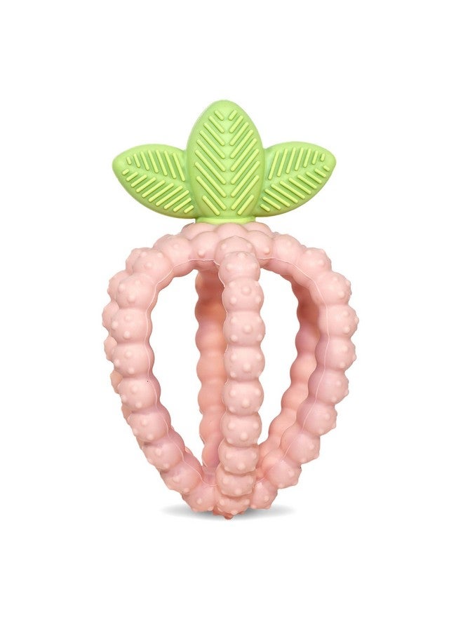 Razbaby Silicone Infant & Baby Teething Toy Textured Berrybumps Soothe Babies’ Sore Gums Razberry Bites Relief Teether Back & Front Teeth Bpa Free Easy To Hold Fruit Shape For Babies 3M+ Pink - Image 1