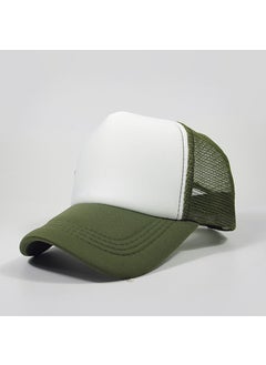 Generic Custom Baseball Caps Korean Style Logo Print Army Green White 
