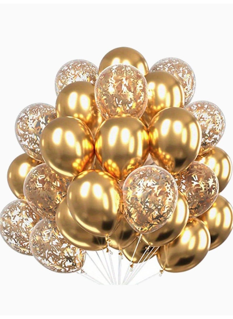 Set of 30 Gold Decorated Latex Balloons - High-Quality Party Decoration Designed for Baby Showers, Weddings, Graduation and More - Image 1