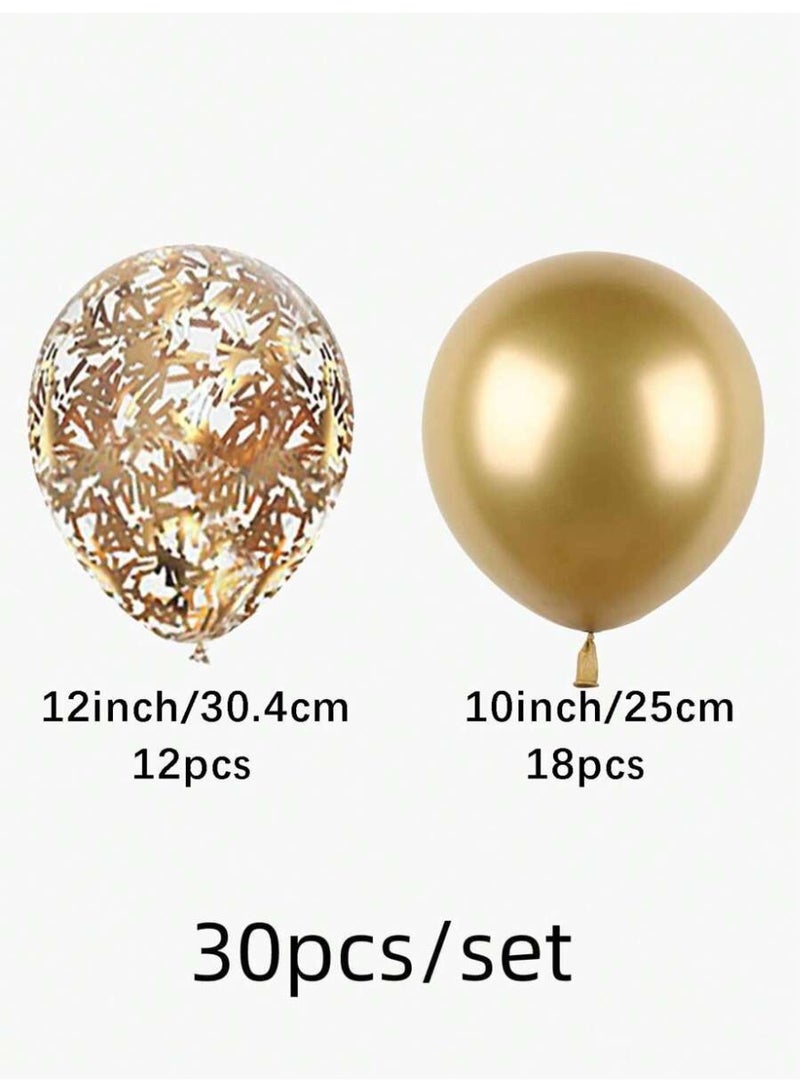 Set of 30 Gold Decorated Latex Balloons - High-Quality Party Decoration Designed for Baby Showers, Weddings, Graduation and More - Image 2