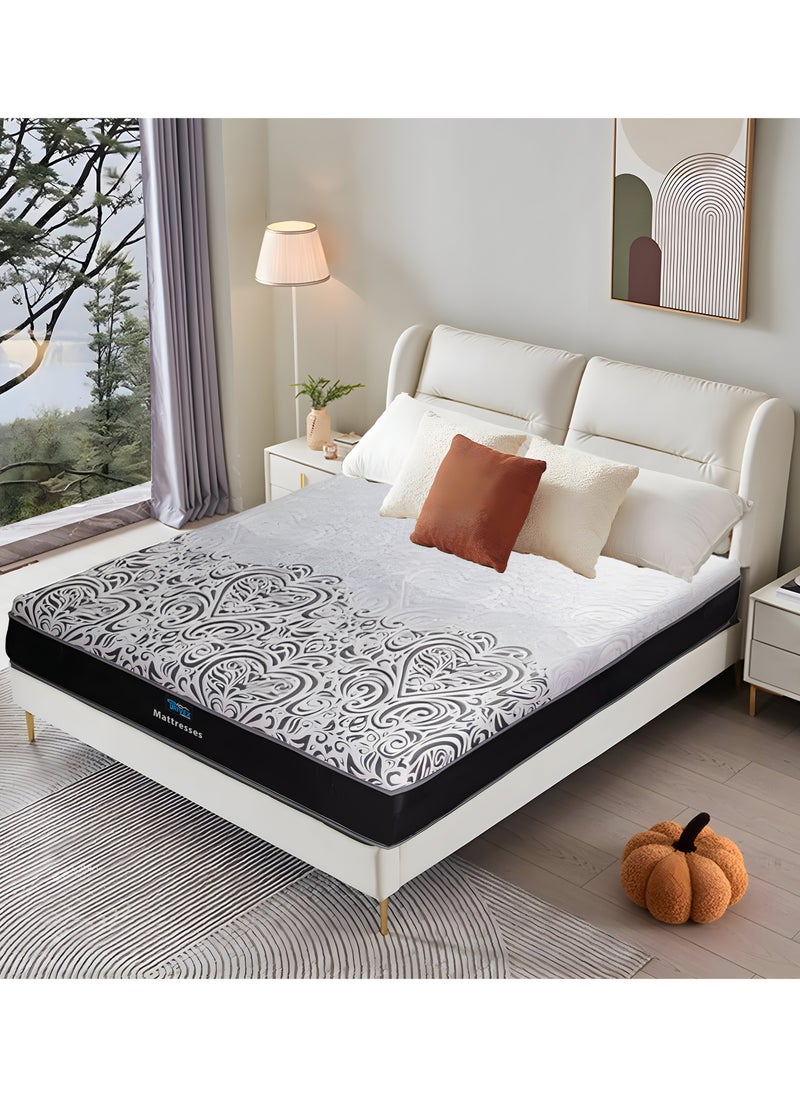 TRIVEX Queen Size Mattress with Italian Memory Foam - 33cm Thick Bonnell Spring Queen Mattress, 350 GSM Anti Microbial Fire Retardant Fabric, Zoned Support, Spine Balance, Pressure Relief, 7-Year Warranty 200Lx160W  - Image 1