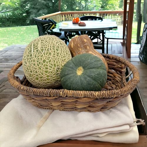 Wrightmart Handwoven Oval Wicker Baskets – Set of 2 Natural Abaca Bread and Fruit Baskets, Decorative Countertop Storage for Kitchen, Bathroom, or Table, 12” x 8” x 3.25” - Image 2