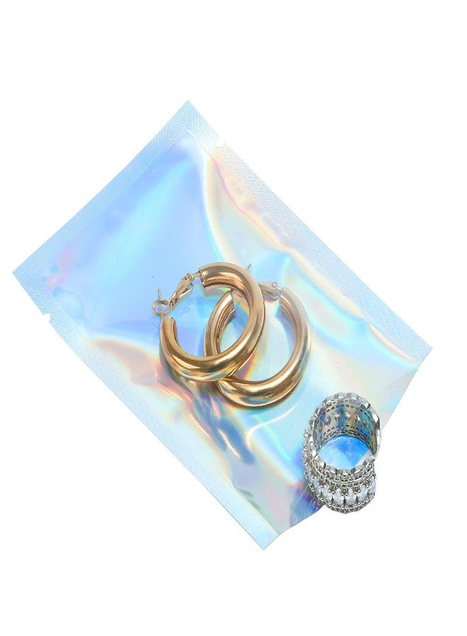 QQ Studio 100 PCS Metallic Mylar Foil Open Top Sealable Bags (7x10cm (2.7x3.9"), Clear & Holographic) - Image 3