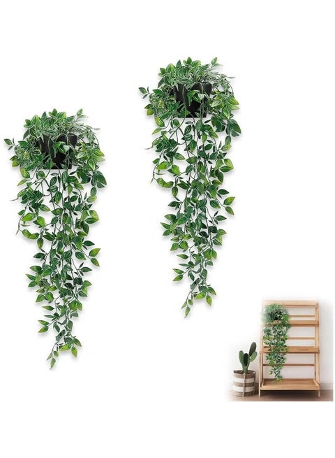 2 Artificial Hanging Plants, Fake Mandala Leaves, Potted Artificial Plants, Mandala Leaves, Wall Frame, Window Sill, Home Garden, Hanging Basket, Farmhouse, Indoor And Outdoor Decoration