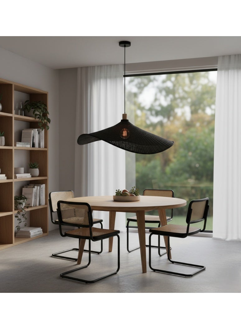 Hummer Black straw pendant light – E27 base, single bulb, 80 cm diameter - Image 1