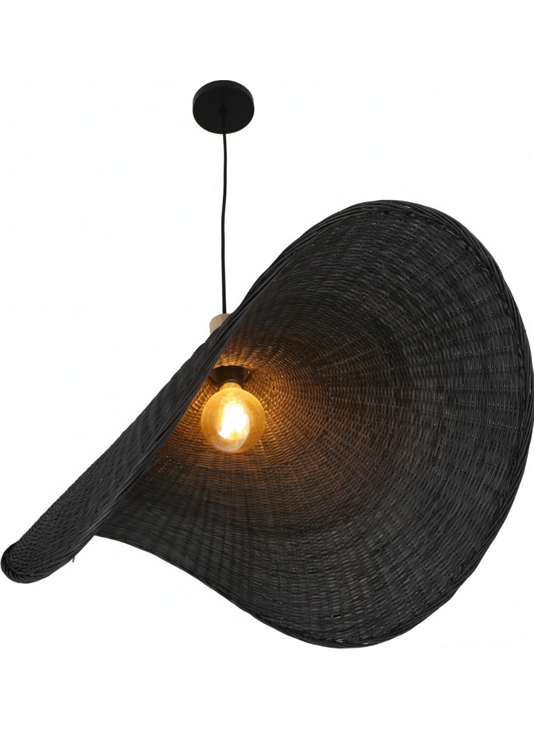 Hummer Black straw pendant light – E27 base, single bulb, 80 cm diameter - Image 2