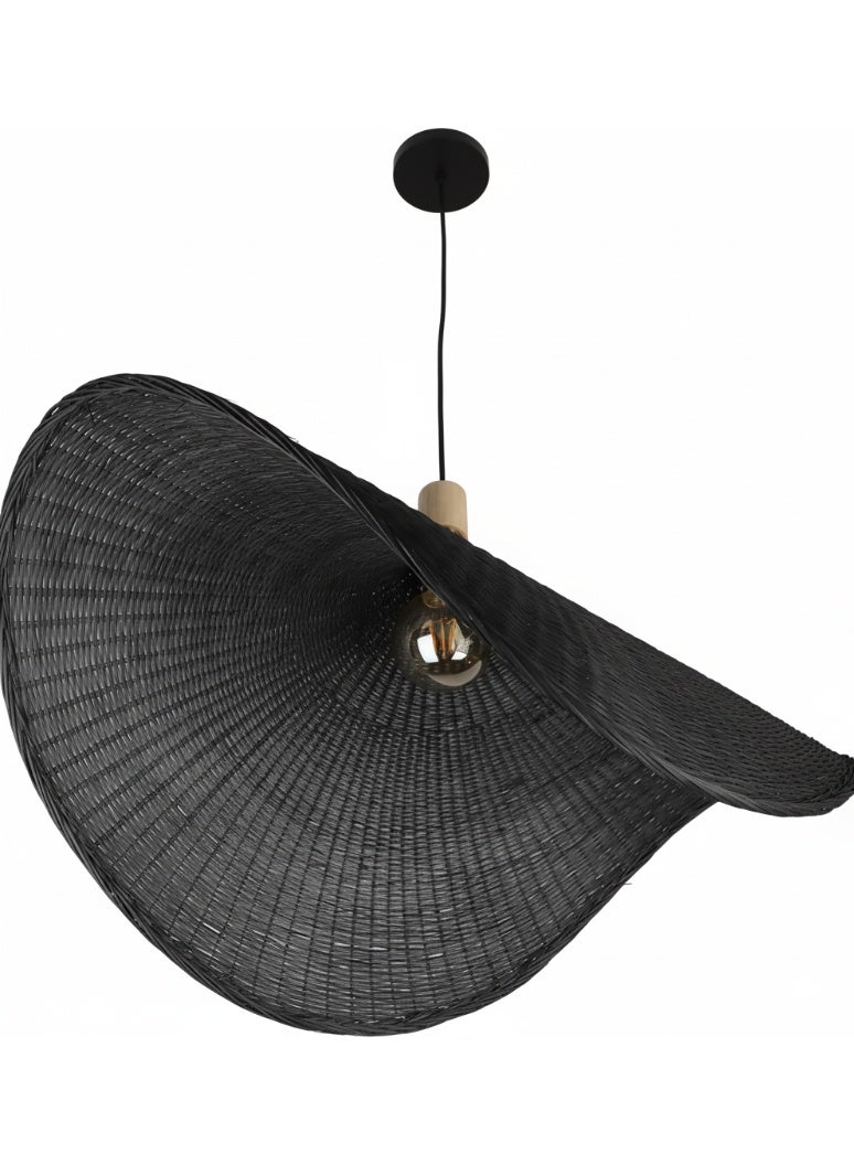 Hummer Black straw pendant light – E27 base, single bulb, 80 cm diameter - Image 4