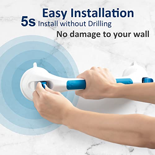 TAILI Shower Grab Bar 2 Pack Suction Grab Bars for Bathtubs and Showers, Heavy Duty Shower Handle Removable Bathroom Safety Grip for Seniors and Elderly, Shower Handrails No Drilling Waterproof, Blue - Image 4