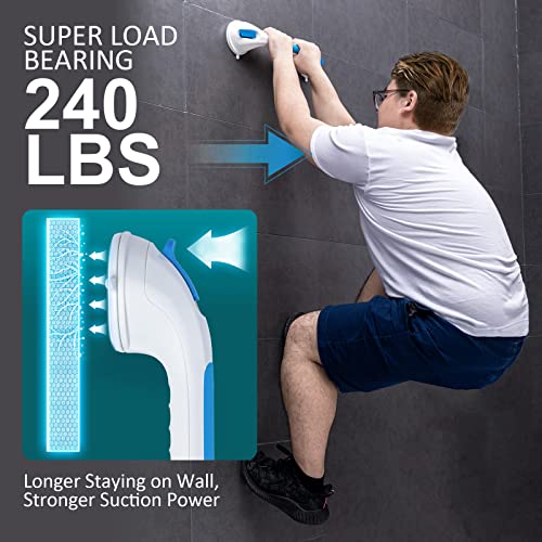 TAILI Shower Grab Bar 2 Pack Suction Grab Bars for Bathtubs and Showers, Heavy Duty Shower Handle Removable Bathroom Safety Grip for Seniors and Elderly, Shower Handrails No Drilling Waterproof, Blue - Image 2