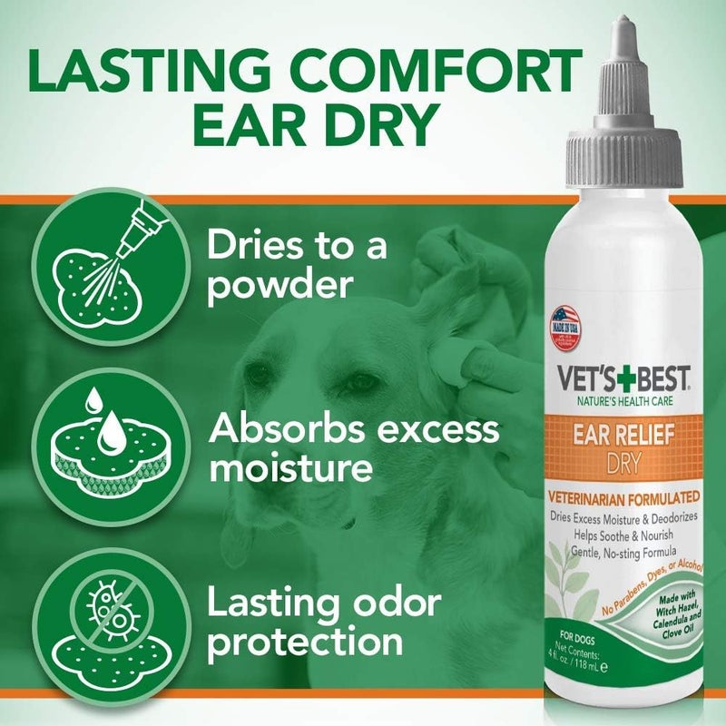 Vet's Best Ear Relief Wash and Dry Combo Kit for Dogs - 2 x 4 oz - Image 4