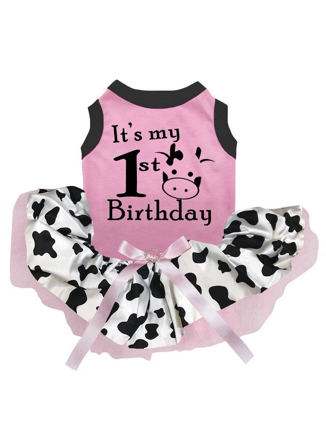فستان جرو عيد الميلاد الأول من Petitebella It's My Cow (وردي/بقرة، متوسط)