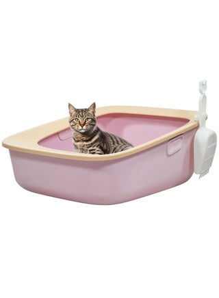 Cat litter box for indoor cats and kittens, Semi-enclosed cat litter box with Sand drop pedal, Portable design, and Litter scoop, Durable plastic and Easy to clean 59 cm (Pink) - pzsku/Z8D05BB2902A0BC07C89BZ/45/1743440062/23ffd13f-8d02-47ae-8e28-162087093cc8