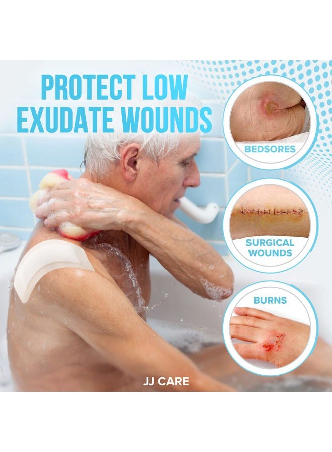 JJ CARE ضمادة جزيرة لاصقة مقاومة للماء [عبوة من 25]، 4" × 10" ضمادة جراحية معقمة، ضمادة شاش محاطة قابلة للتنفس، ضمادات خالية من اللاتكس مغلفة بشكل فردي، وسادة مركزية غير لاصقة - Image 5