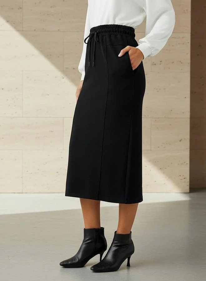 2Xtremz 2Xtremz Midi Shift Skirt with Slit Detail
