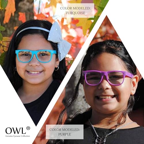 OWL 3 Pairs Kids Clear Lens Sunglasses Flower Red Turquoise Purple - Image 3