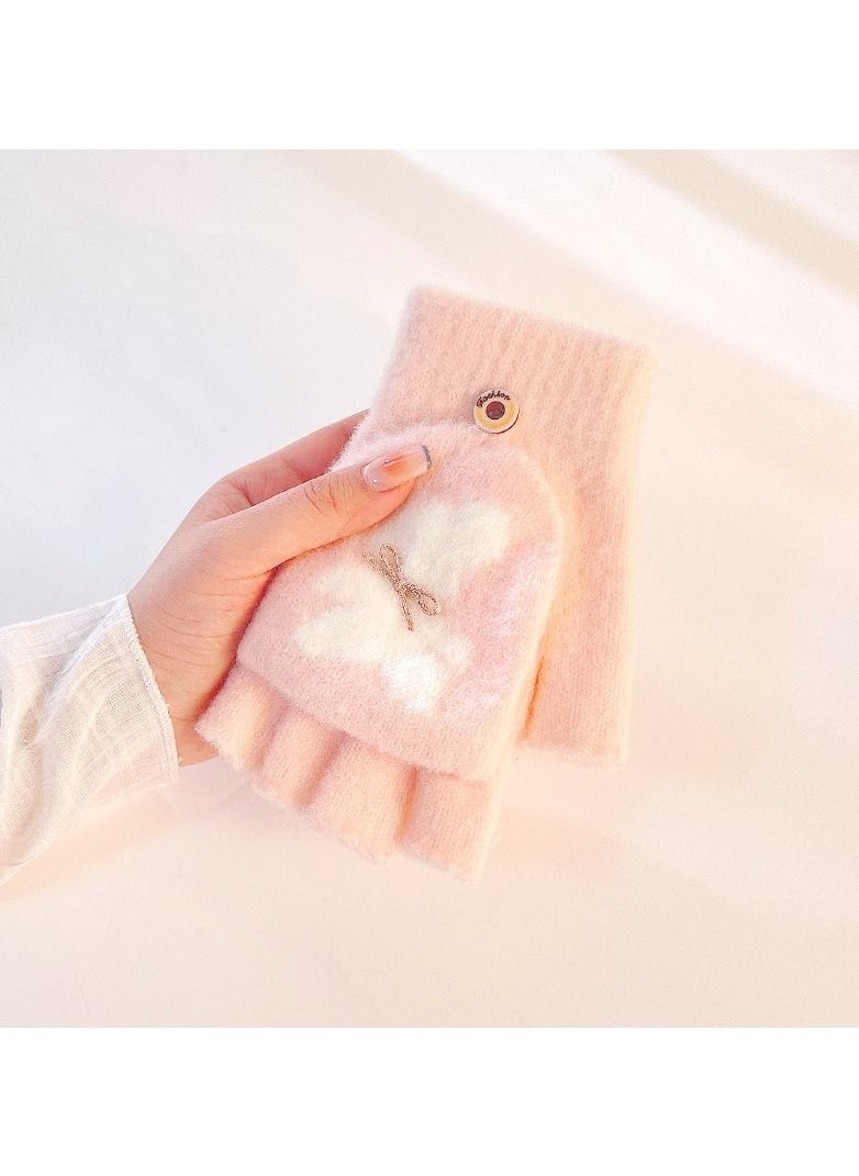 Golovejoy - Women's Warm Plush Windproof And Cold Proof Lovely Gloves - Image 1