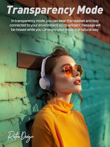 iKF-R1 Retro Headphones Bluetooth 5.4 Hi-Fi Sound Custom EQ via App 60H Playtime Comfortable Fit Multipoint Connection Lightweight Vintage Headphones (Black) - Image 3