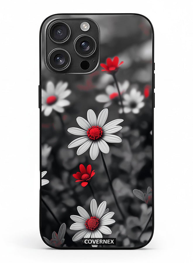 Covernex غطاء حماية لجهاز آبل آيفون 16 برو ماكس مزخرف بزهور الأقحوان منتصف الليل - Image 2