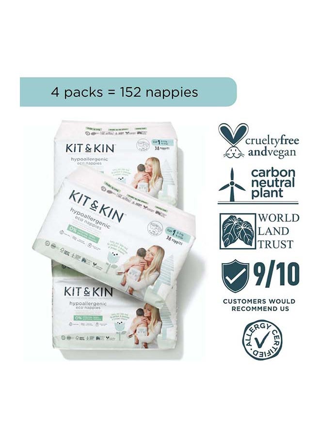 Kit & Kin - KIT & KIN Baby Diapers For New Born 2-5Kg, Size 1, (Pack of  38) | Flash Dry Superior Leak Protection, Disposable Diapers | Hypoallergenic Skin Protection Diapers for Baby - Image 1
