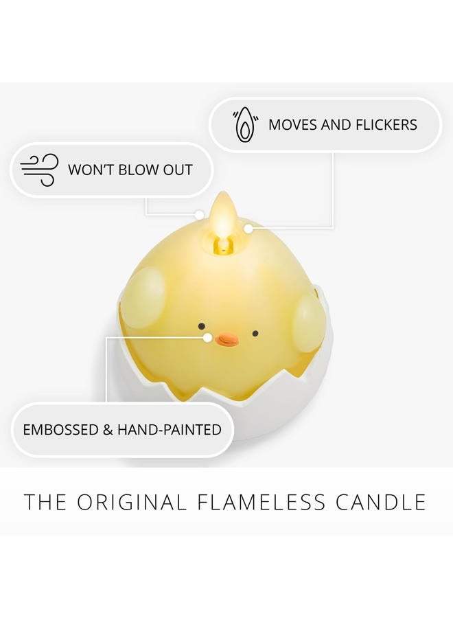 LUMINARA Hatching Easter Chick Candle - 3.3" x 4.3" - Flameless Real-Flame Holiday-Inspired Decor - AA Batteries - Flickering LED Flame - Image 4
